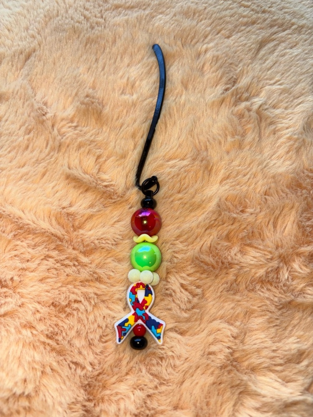 Multicolor Autism Beaded Ribbon Charm Bookmark